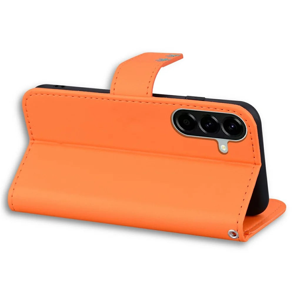 For Samsung Galaxy A36 5G Case Cartoon Pattern Wallet Leather Phone Cover - Orange - 4