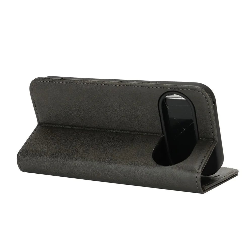 For Google Pixel 10 / 10 Pro Case PU Leather Calf Textured Magnetic Closing Smart Phone Cover - Black - 4