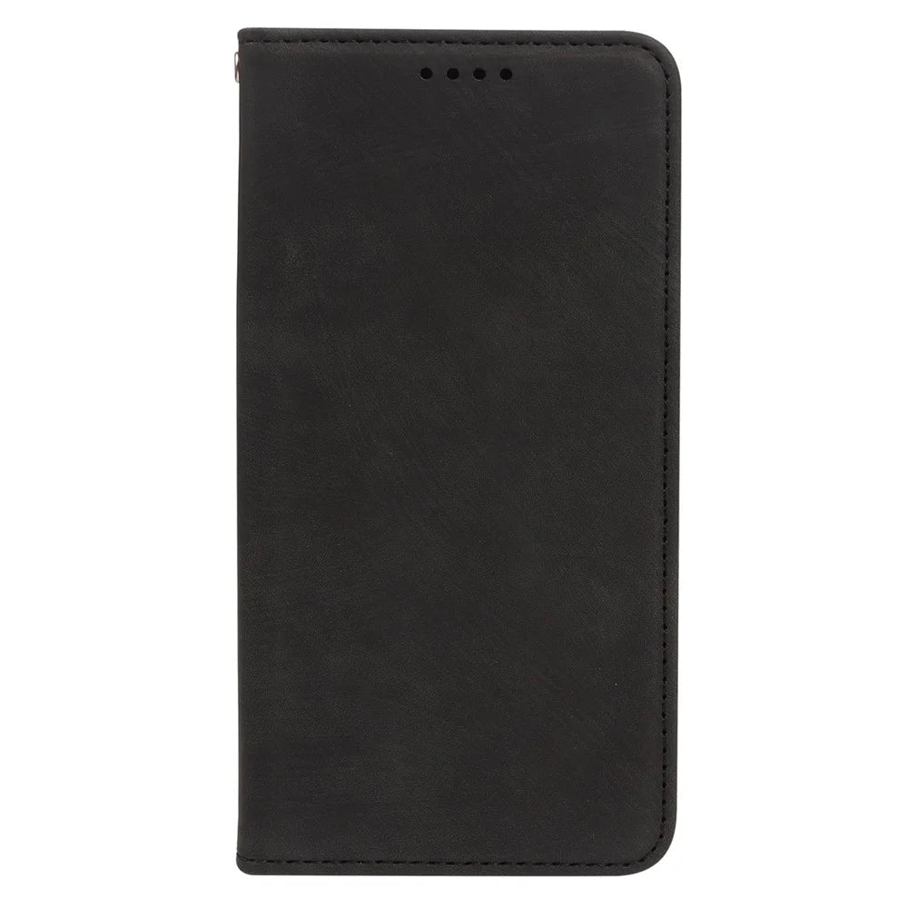 For Samsung Galaxy S25+ Case Strong Magnetic Leather Wallet Phone Cover with Striped Texture - Black - 5