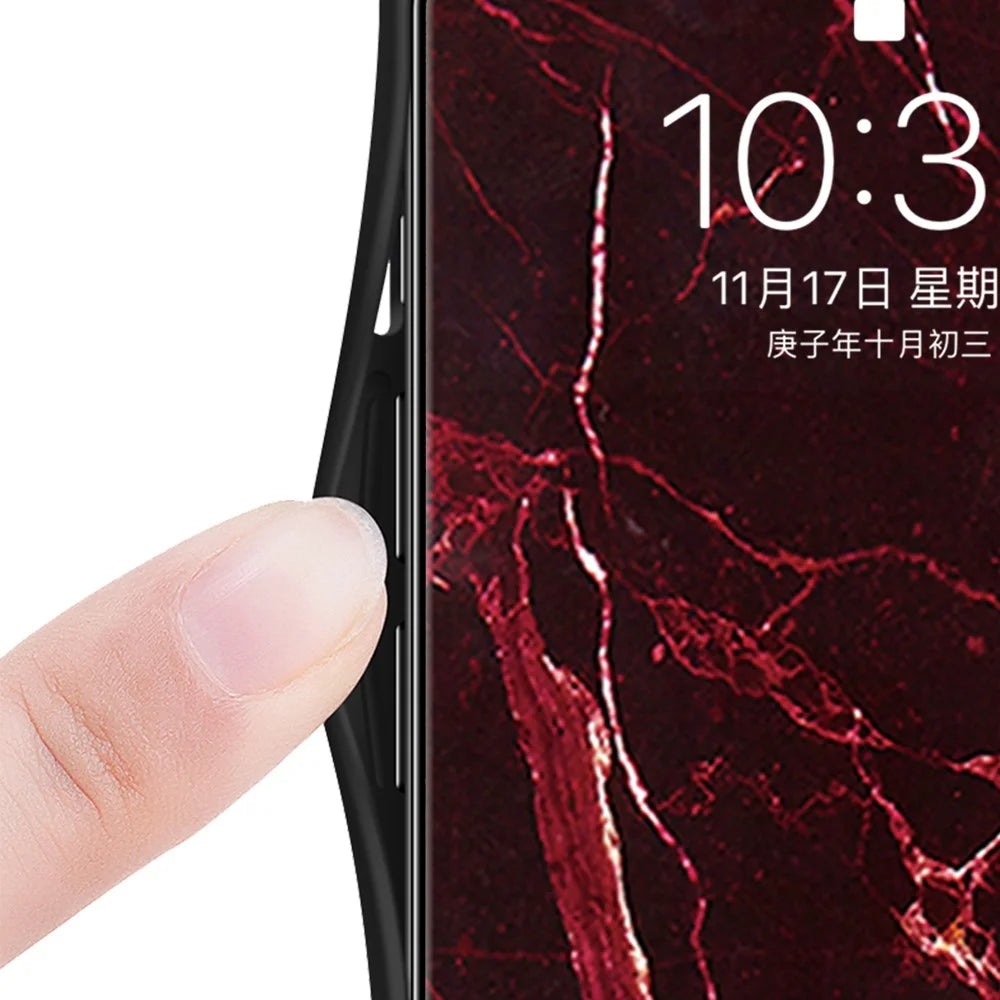 For Samsung Galaxy A08 5G / A08 4G / A07 4G Case Marble Pattern Tempered Glass + PC + TPU Protective Phone Cover - White Marble - 4