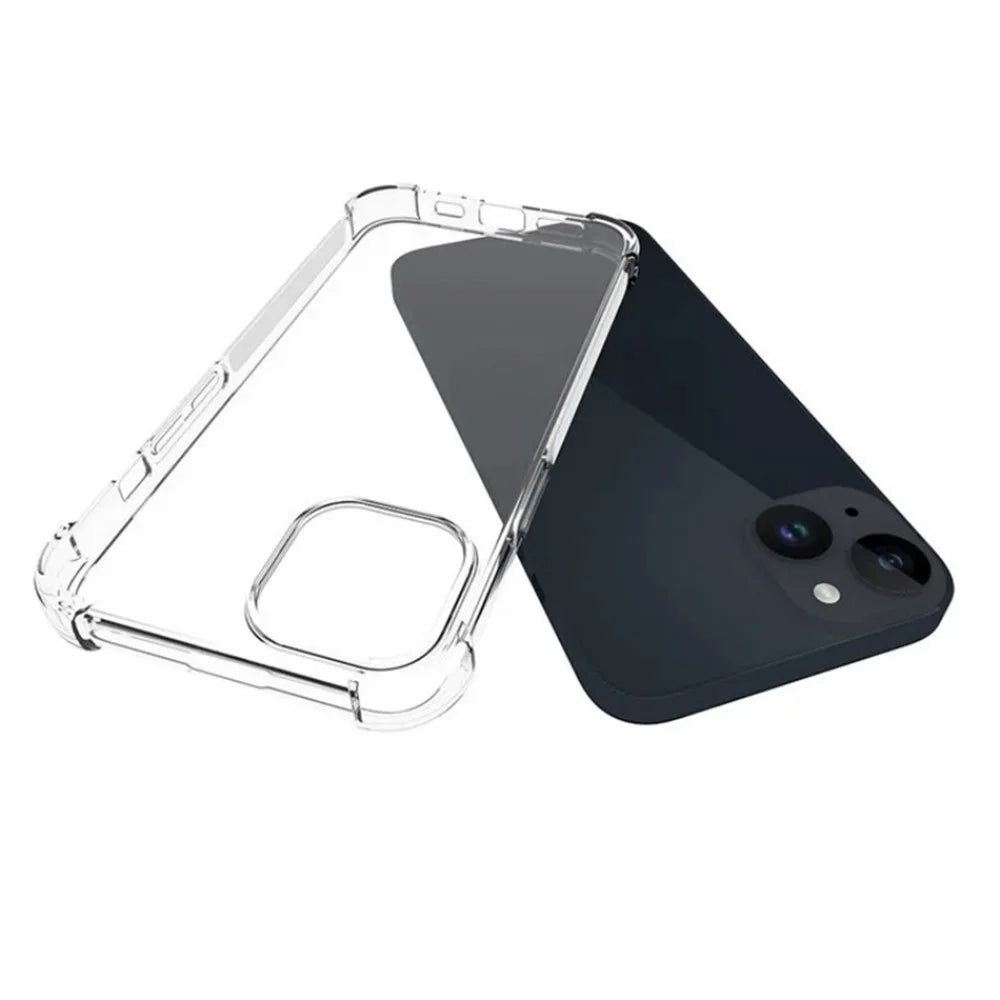 WANLONFENG For iPhone 15 Plus Back Cover  TM Series 2.0mm Clear TPU Phone Case (Big Lens Hole) - Transparent - 2