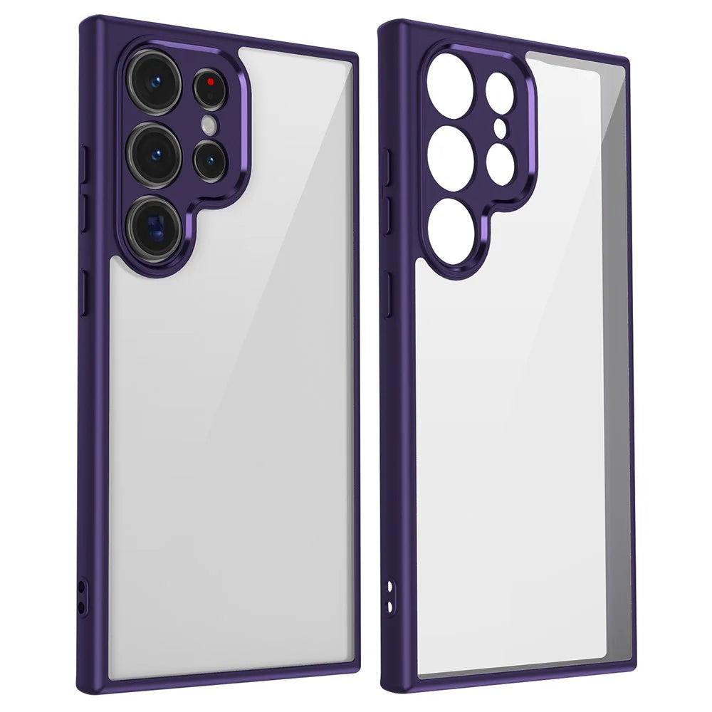For Samsung Galaxy S22 Ultra 5G Case Matte Skin Touch Clear PC + TPU Shockproof Phone Back Cover - Purple - 2