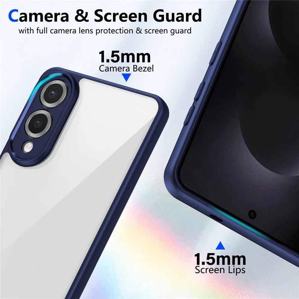 For Samsung Galaxy S25 Edge Case Matte Skin Touch Clear PC + TPU Shockproof Phone Back Cover - Blue - 4
