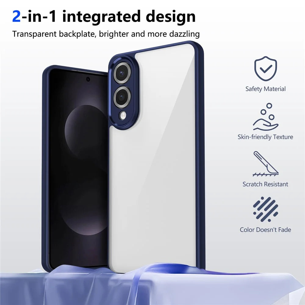 For Samsung Galaxy S25 Edge Case Matte Skin Touch Clear PC + TPU Shockproof Phone Back Cover - Blue - 6