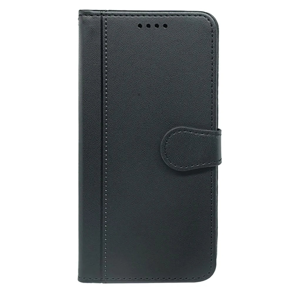 For OnePlus 13T 5G Wallet Case Magnetic Snap Leather Phone Cover with Strap - Black - 5