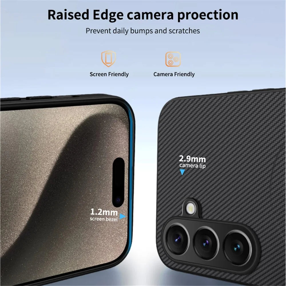 WANLONFENG For Samsung Galaxy A15 4G / Galaxy A15 5G Magnetic Case  TQ Series Carbon Fiber Texture PC TPU Phone Cover - Black - 3