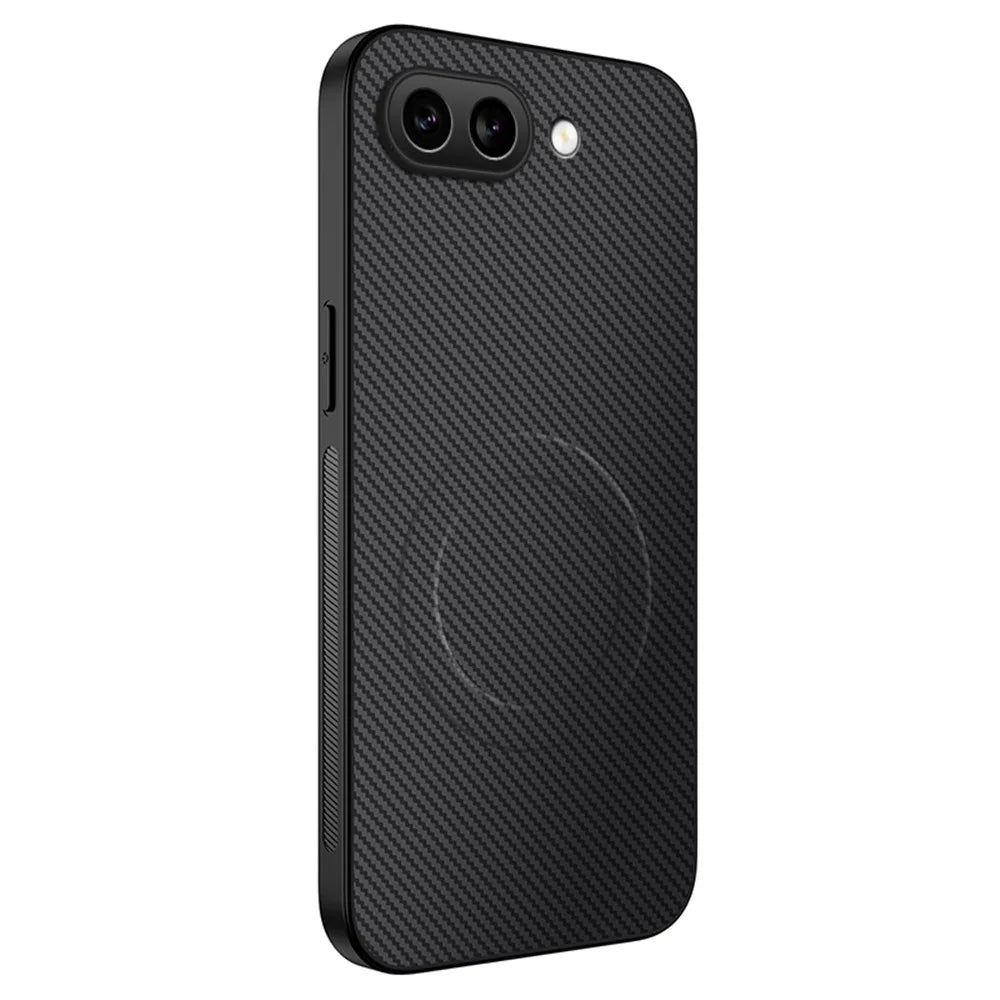 WANLONFENG For Google Pixel 9a Magnetic Case  TQ Series Carbon Fiber Texture PC TPU Phone Cover - Black - 1