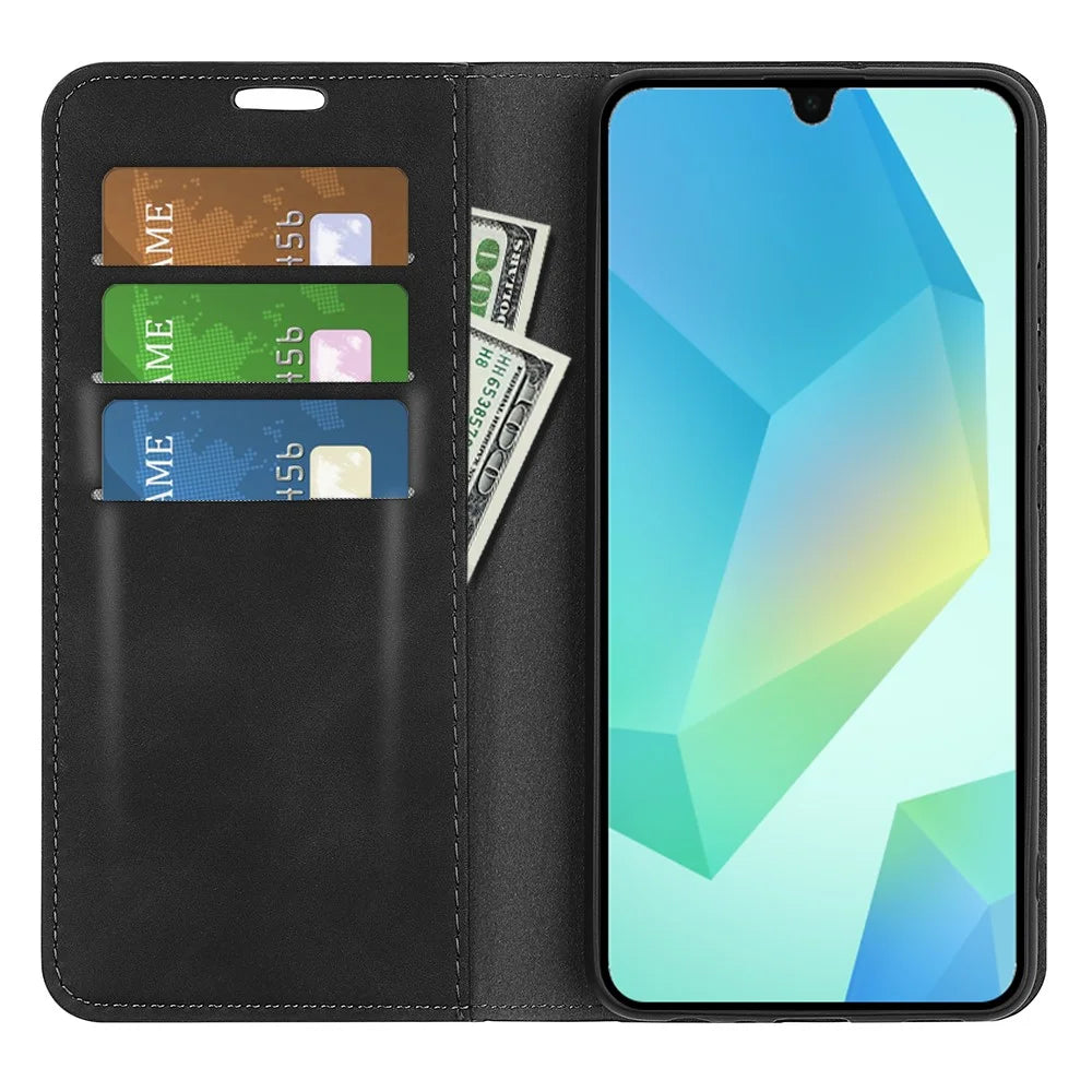 For Samsung Galaxy A18 5G / A18 4G / A17 5G / 4G / F17 5G / M17 5G Case Skin Touch Leather Wallet Phone Cover - Black - 5