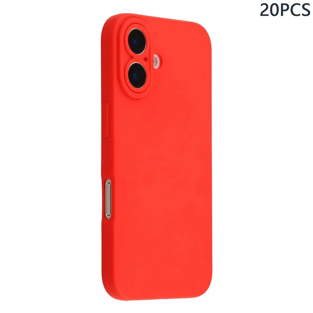 Bulk Purchasing 20Pcs For iPhone 16 Case Precise Cutouts 1.3mm TPU Matte Phone Cover - Red - 1