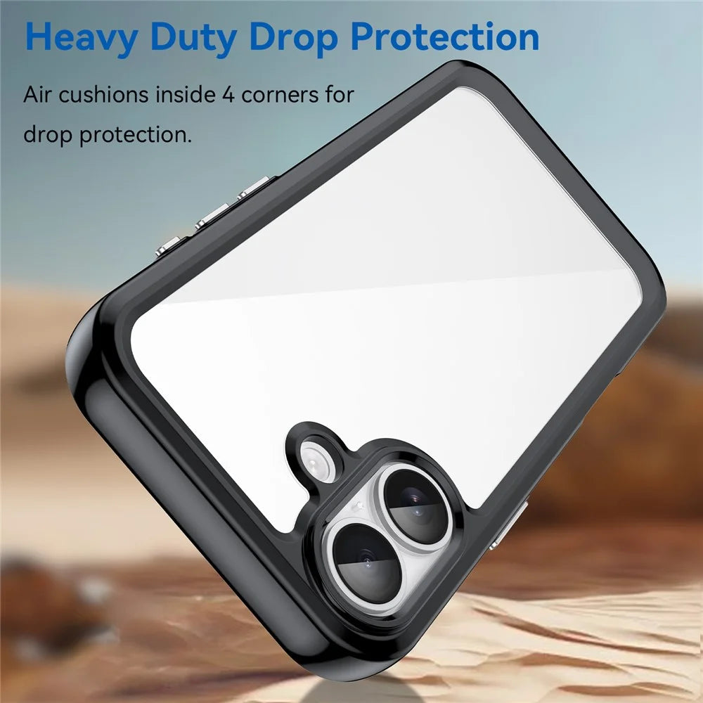 WANLONFENG For iPhone 17 Phone Case  XC Series TPU Acrylic Cover with Tempered Glass (Big Lens Hole) - Black - 4