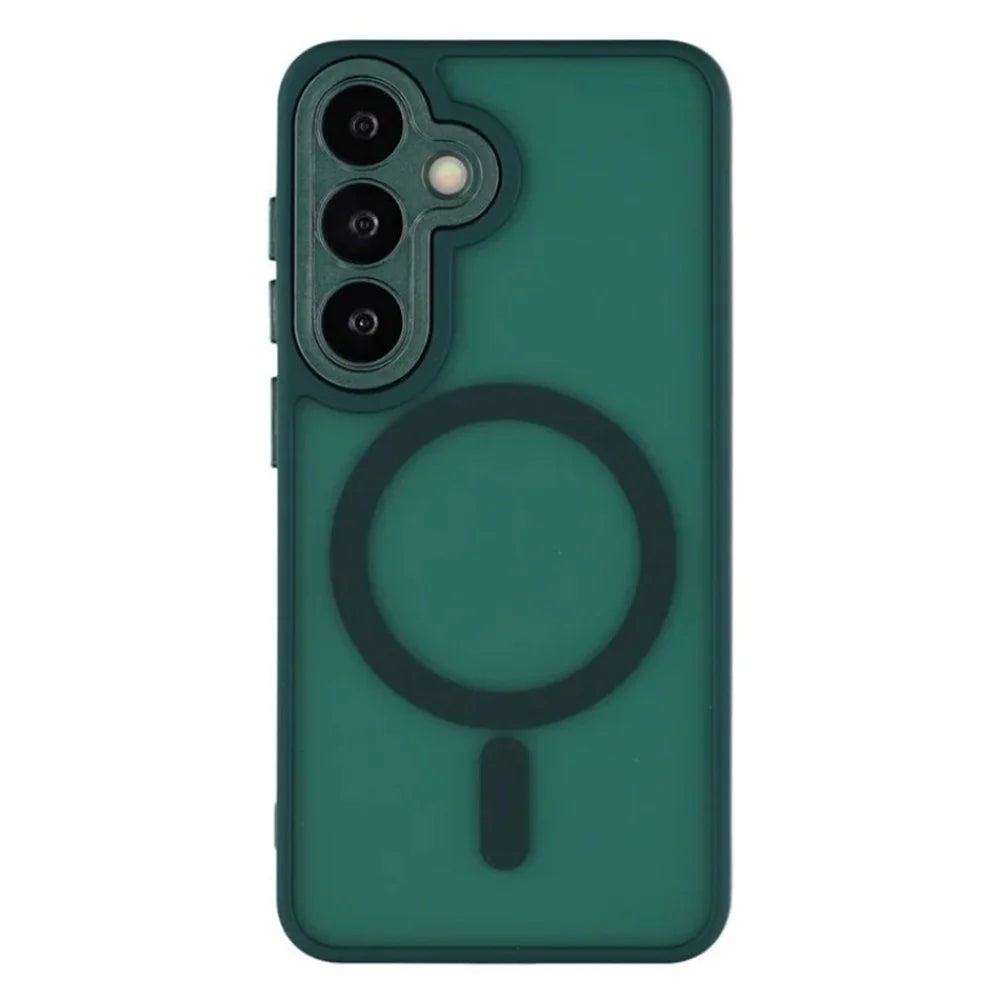 WANLONFENG For Samsung Galaxy S24+ Magnetic Case  QB Series PC TPU Phone Cover with Screen Film - Dark Green - 2