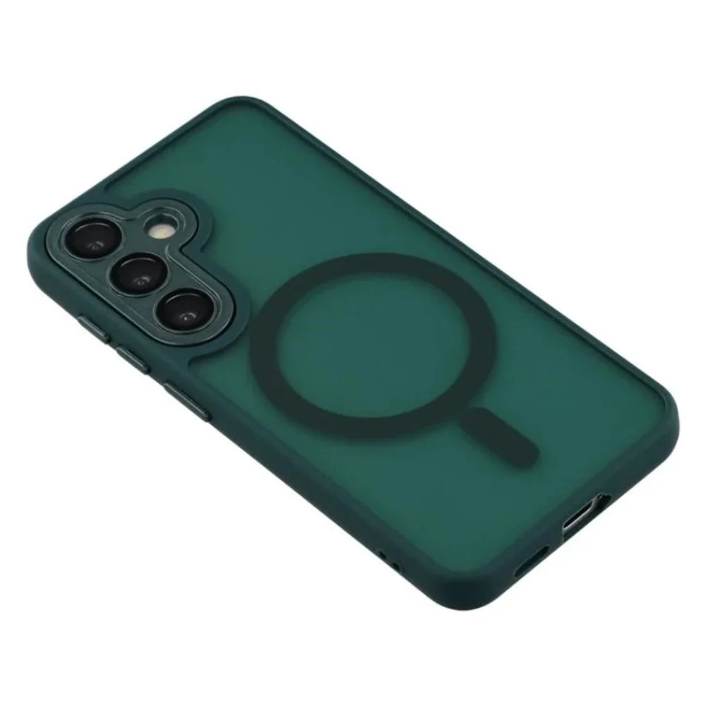 WANLONFENG For Samsung Galaxy S24+ Magnetic Case  QB Series PC TPU Phone Cover with Screen Film - Dark Green - 5