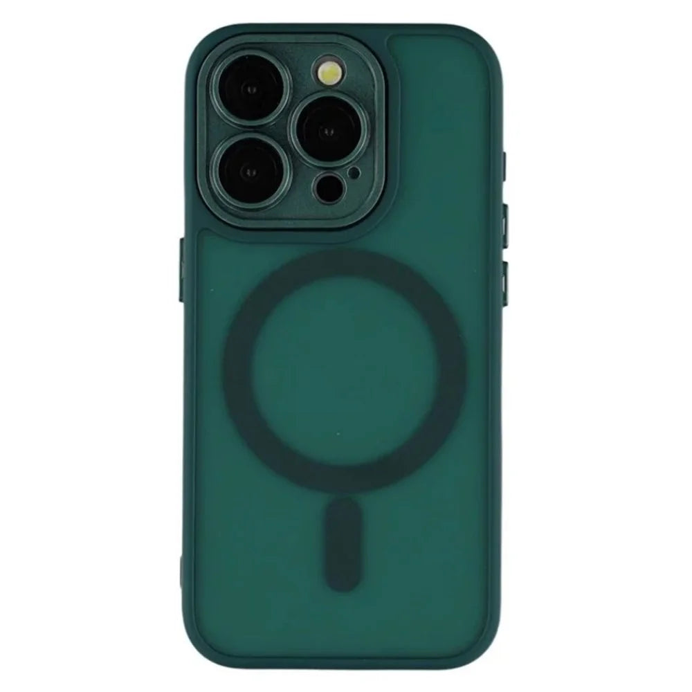 WANLONFENG For iPhone 15 Pro Case Compatible with MagSafe  QB Series PC TPU Phone Cover with Screen Film - Dark Green - 2