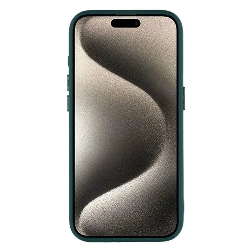 WANLONFENG For iPhone 15 Pro Case Compatible with MagSafe  QB Series PC TPU Phone Cover with Screen Film - Dark Green - 3