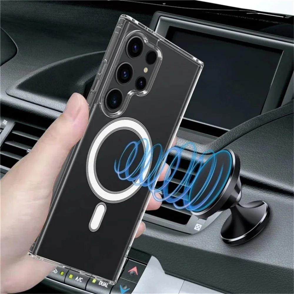 WANLONFENG For Samsung Galaxy S24 Ultra Clear Magnetic Case  LM2 Series Phone Cover (Big Lens Hole) - Transparent - 2