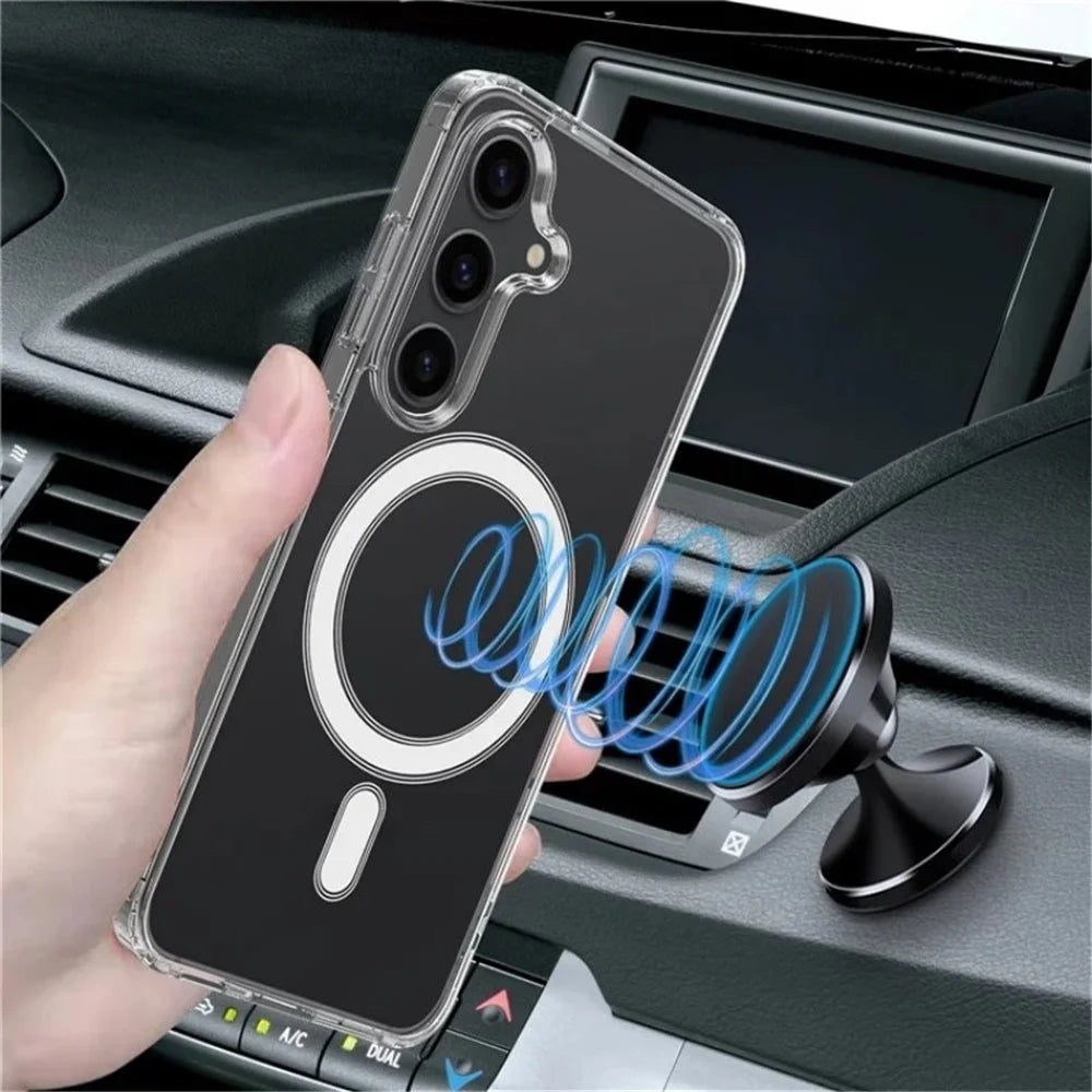 WANLONFENG For Samsung Galaxy S24 FE Clear Magnetic Case  LM2 Series Phone Cover (Big Lens Hole) - Transparent - 2