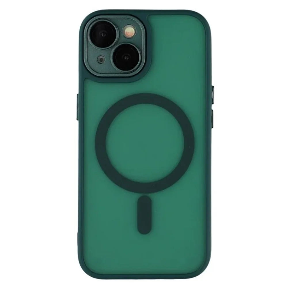 WANLONFENG For iPhone 15 Case Compatible with MagSafe  QB Series PC TPU Phone Cover with Screen Film - Dark Green - 2