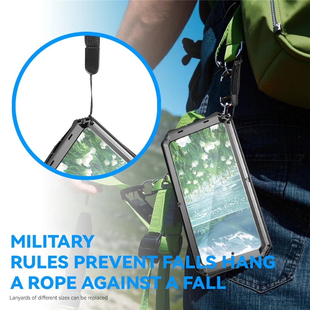 R-JUST For Samsung Galaxy S25 Edge Case PC + Silicone + Metal Kickstand Phone Cover with Tempered Glass Film - Black - 2