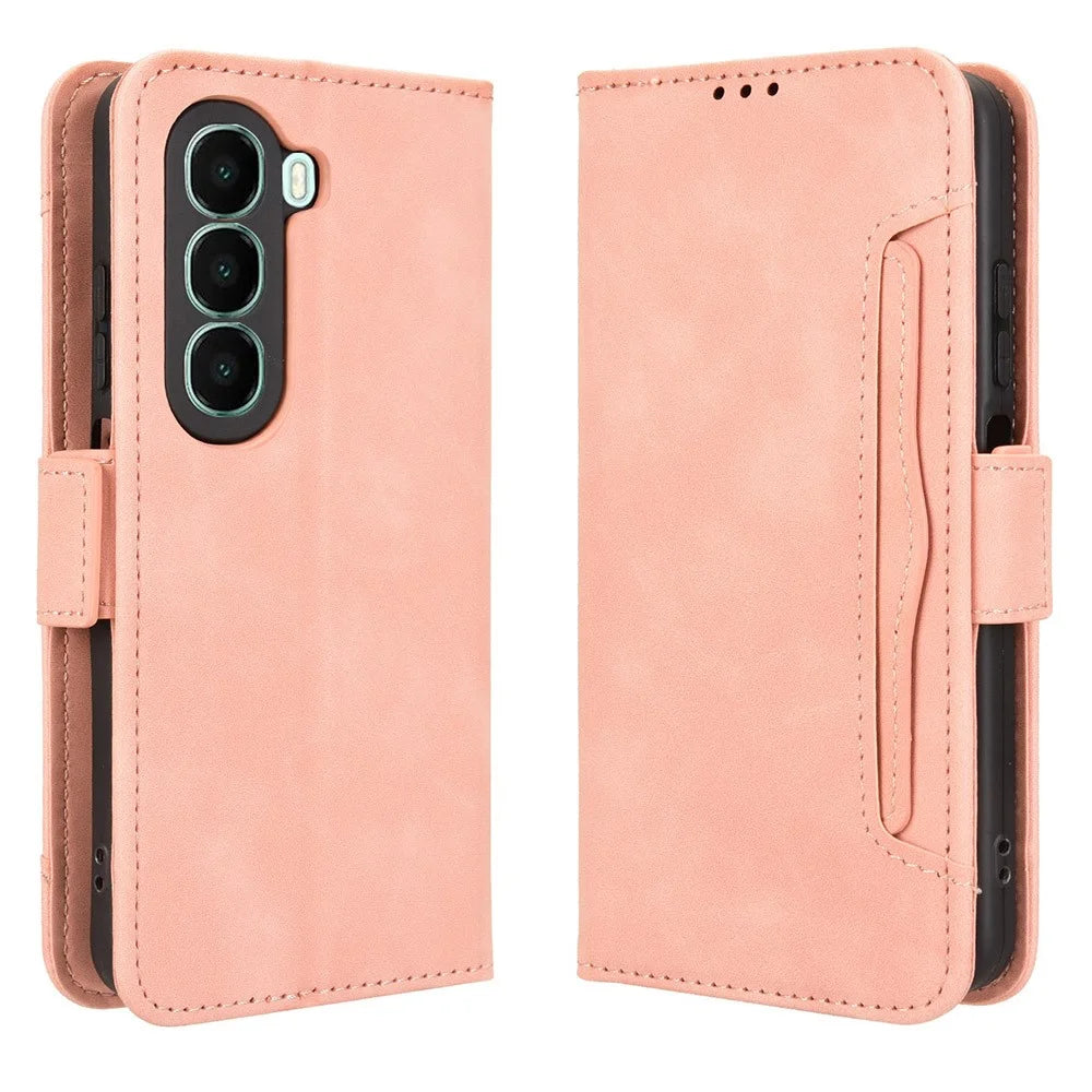 For itel A95 5G Leather Case Phone Wallet Cover with Multiple Card Slots - Pink - 1