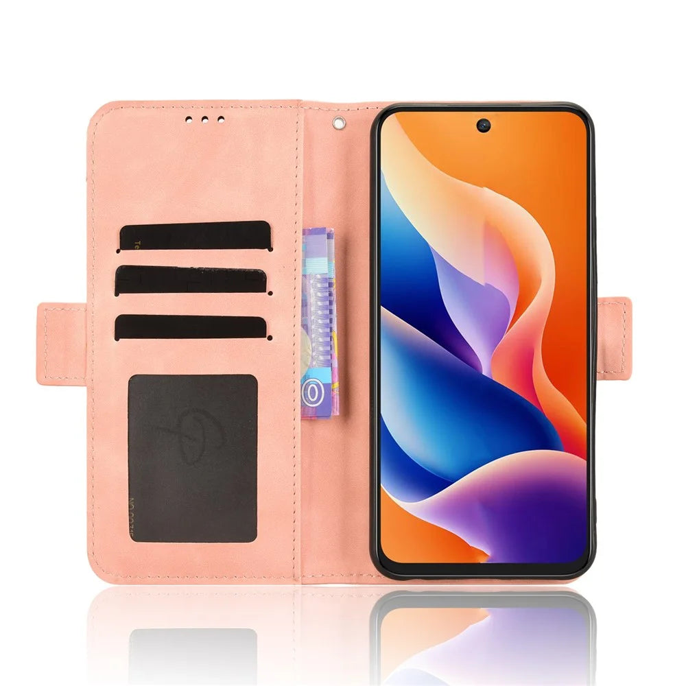 For TCL 605 4G / 60 SE Leather Case Phone Wallet Cover with Multiple Card Slots - Pink - 3
