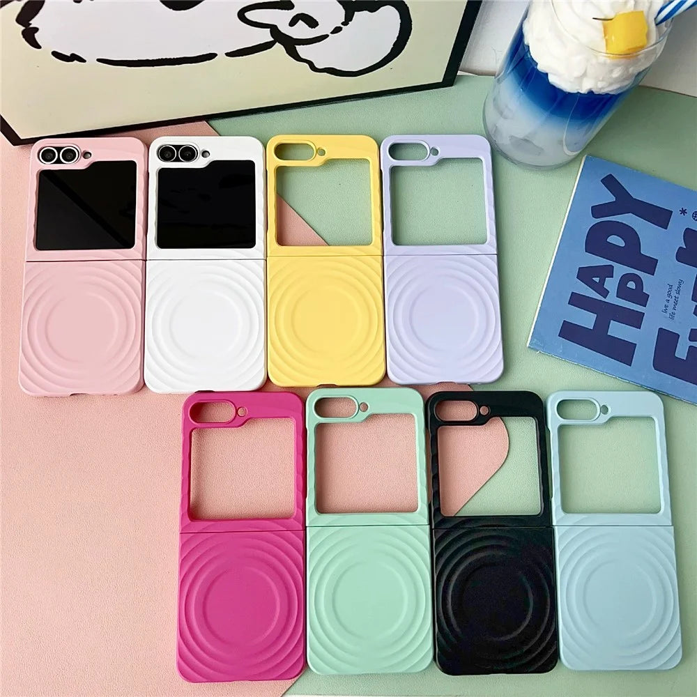 For Samsung Galaxy Z Flip7 FE 5G / Z Flip6 5G / Flip5 5G Magnetic Case Skin-Touch Wave Texture Hard PC Phone Cover - White - 4