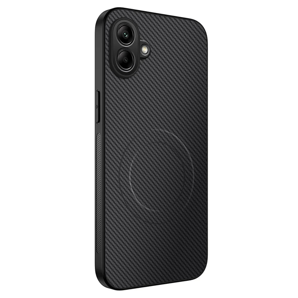 WANLONFENG For Samsung Galaxy A08 4G / A07 4G Magnetic Case  TQ Series Carbon Fiber Texture PC TPU Phone Cover - Black - 1