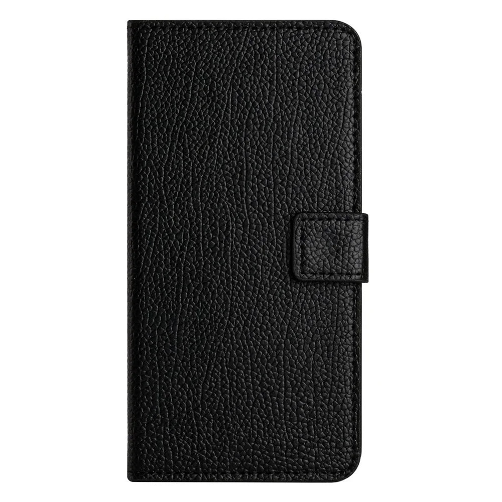 Litchi Texture Stand Case for Samsung Galaxy A14 5G / A14 4G, PU Leather + TPU Full Protection Phone Wallet Cover - Black - 5