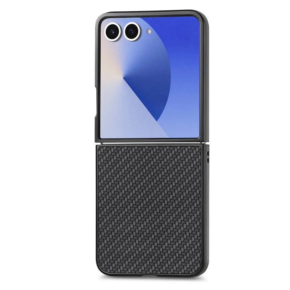 For Samsung Galaxy Z Flip7 5G Case Carbon Fiber Texture PU+PC+TPU Phone Back Cover - Black - 2