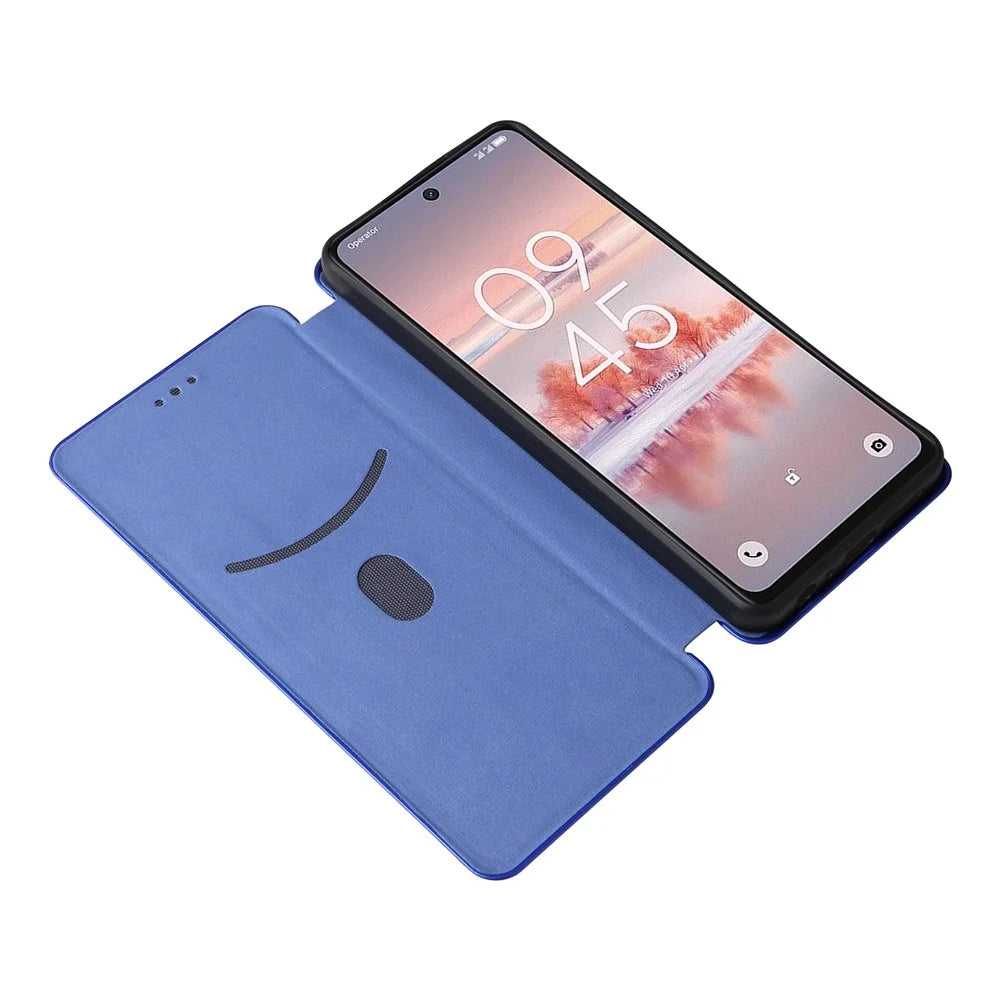 For TCL 60 NxtPaper 4G Case Carbon Fiber Texture Drop-Proof PU Leather Phone Cover - Blue - 2