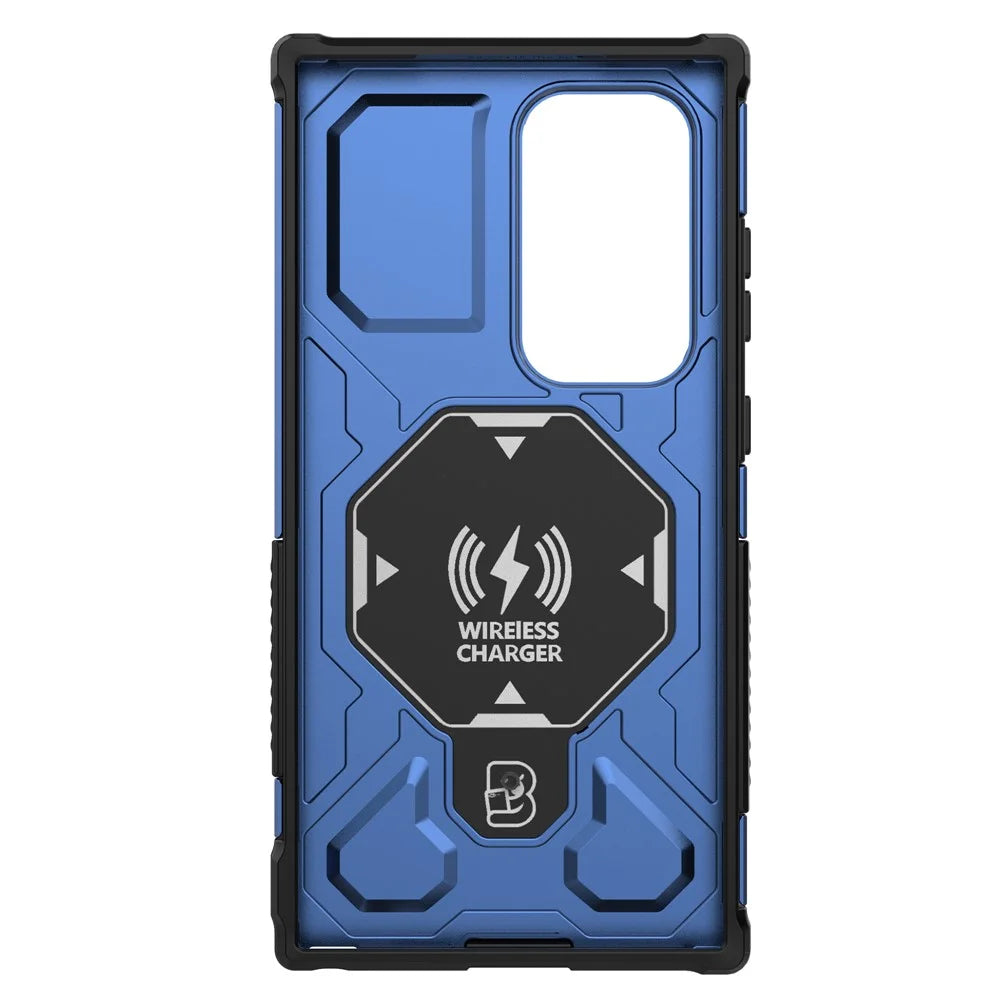 For Samsung Galaxy S24 Ultra Magnetic Case Rotating Metal Kickstand PC + TPU Phone Back Cover - Dark Blue - 4