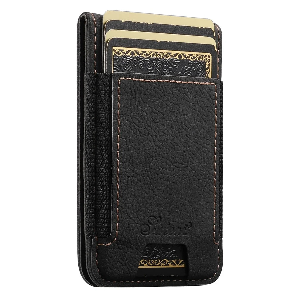 SUTENI H17 For Google Pixel 10 Pro XL Magnetic Case Card Slots Leather + TPU Kickstand Phone Cover - Black - 5