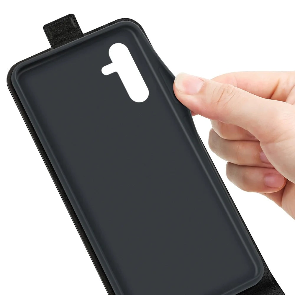 For Samsung Galaxy A14 5G / 4G PU Leather Vertical Flip Phone Case Crazy Horse Texture Card Holder Scratch-resistant Phone Cover - Black - 3