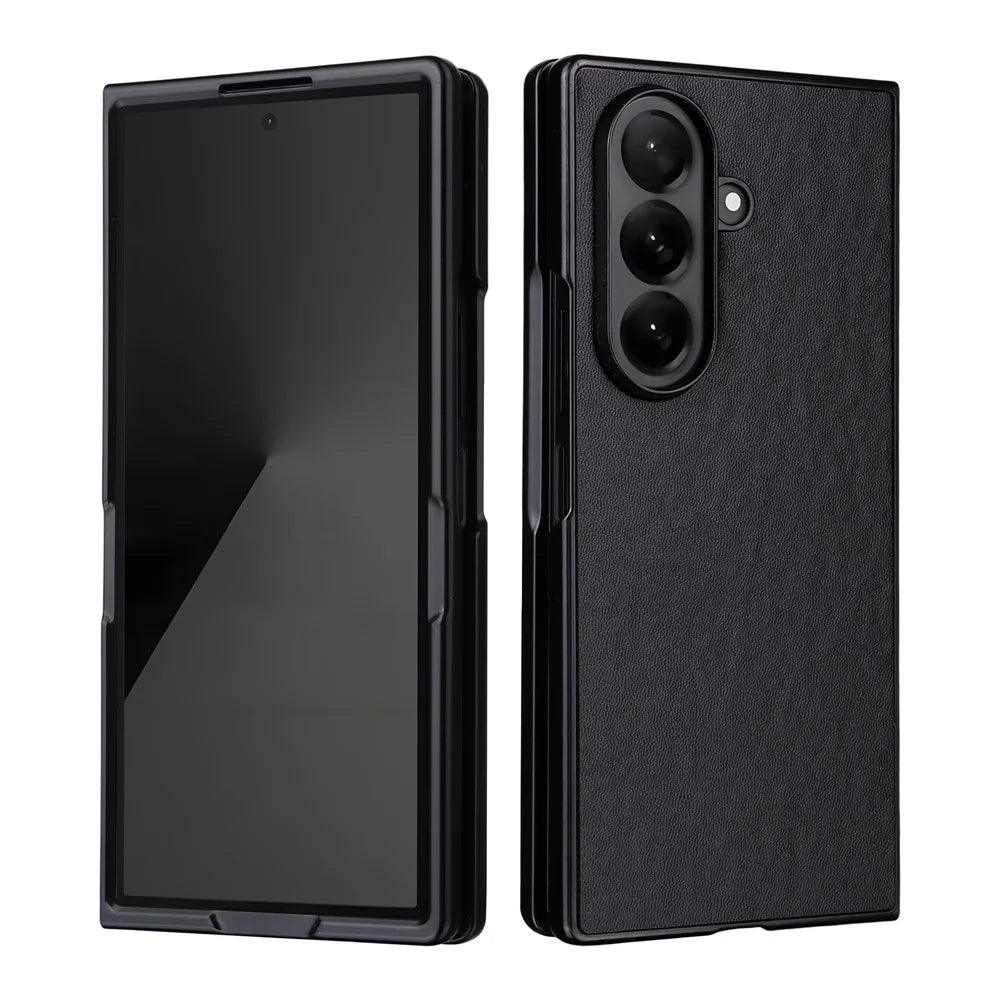 For Samsung Galaxy Z Fold7 5G Case PU Leather Hard PC Protective Phone Cover - Black - 1