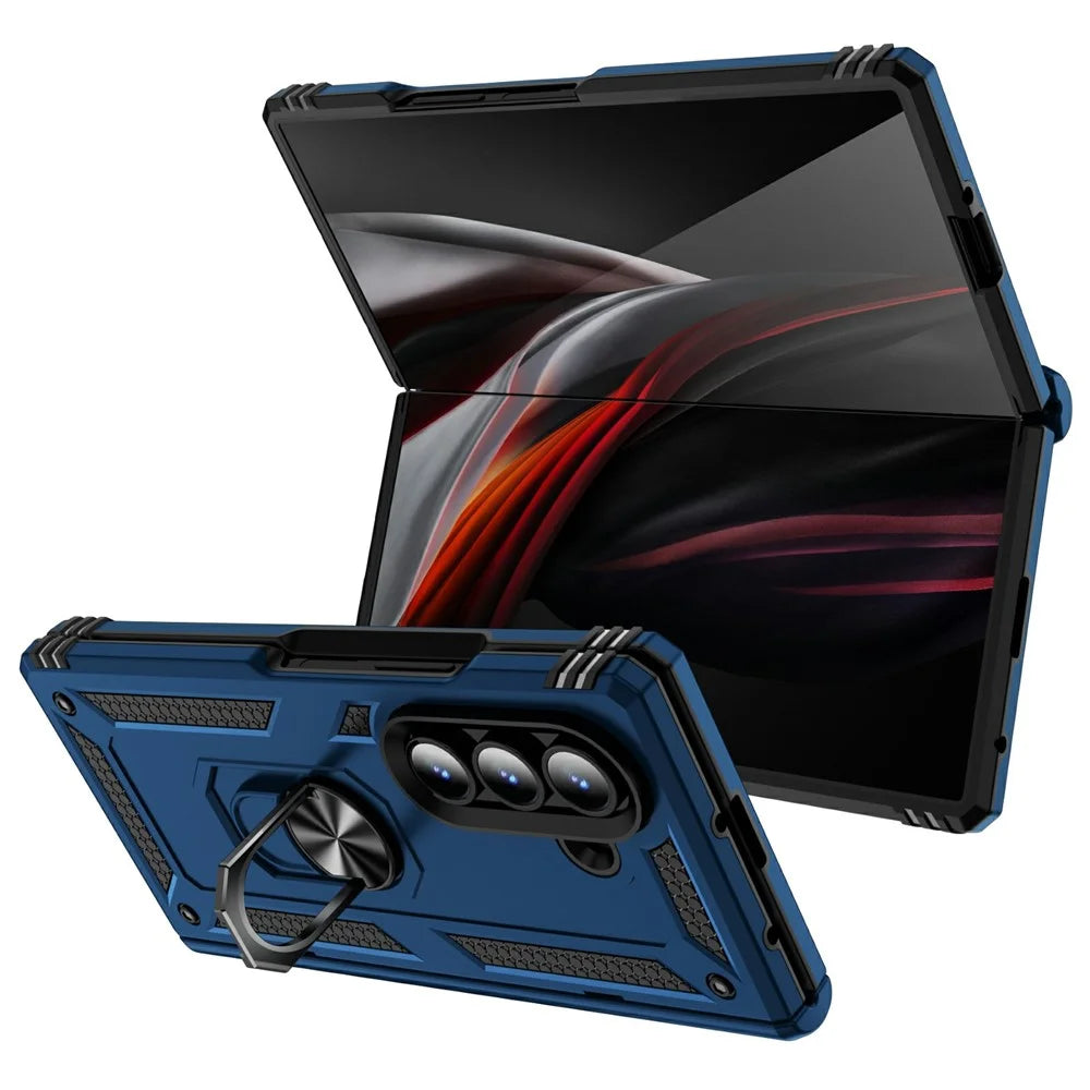 For Samsung Galaxy Z Fold7 5G Case PC + TPU Phone Cover with Kickstand - Blue - 2