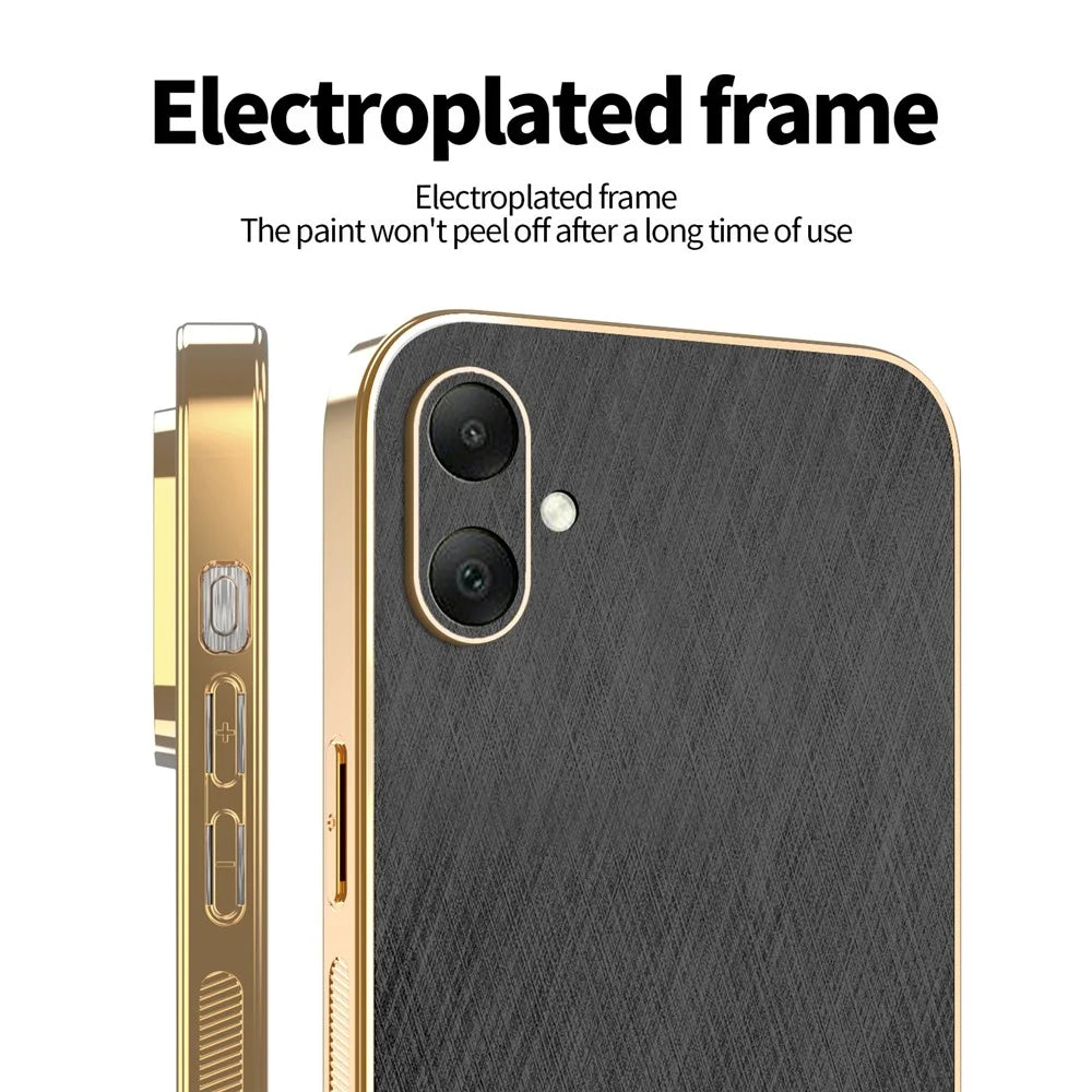 KADEM For Samsung Galaxy A05 4G Case Electroplating Silk Texture PU + TPU Phone Back Cover - Black - 3