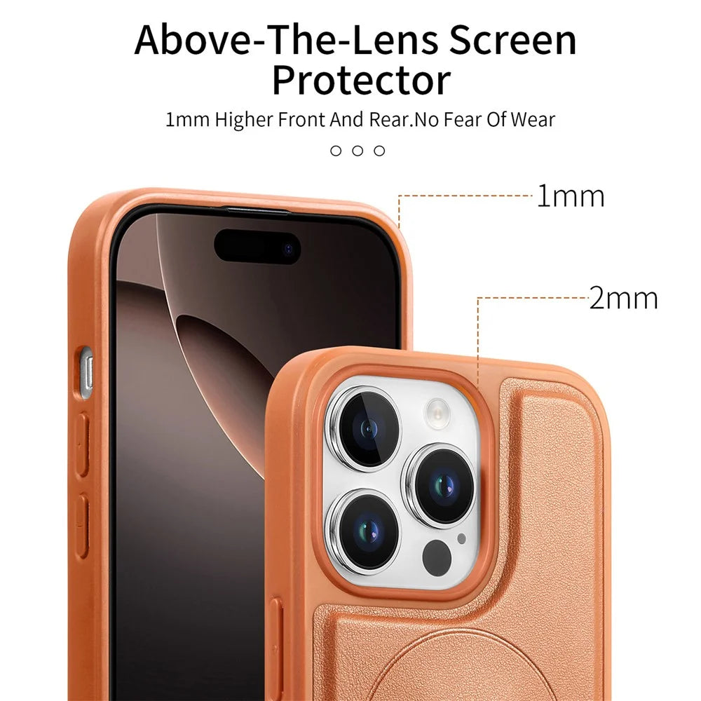 CASENEO For iPhone 15 Pro Magnetic Case  Wristband PU Leather + PC Shockproof Phone Cover - Brown - 5