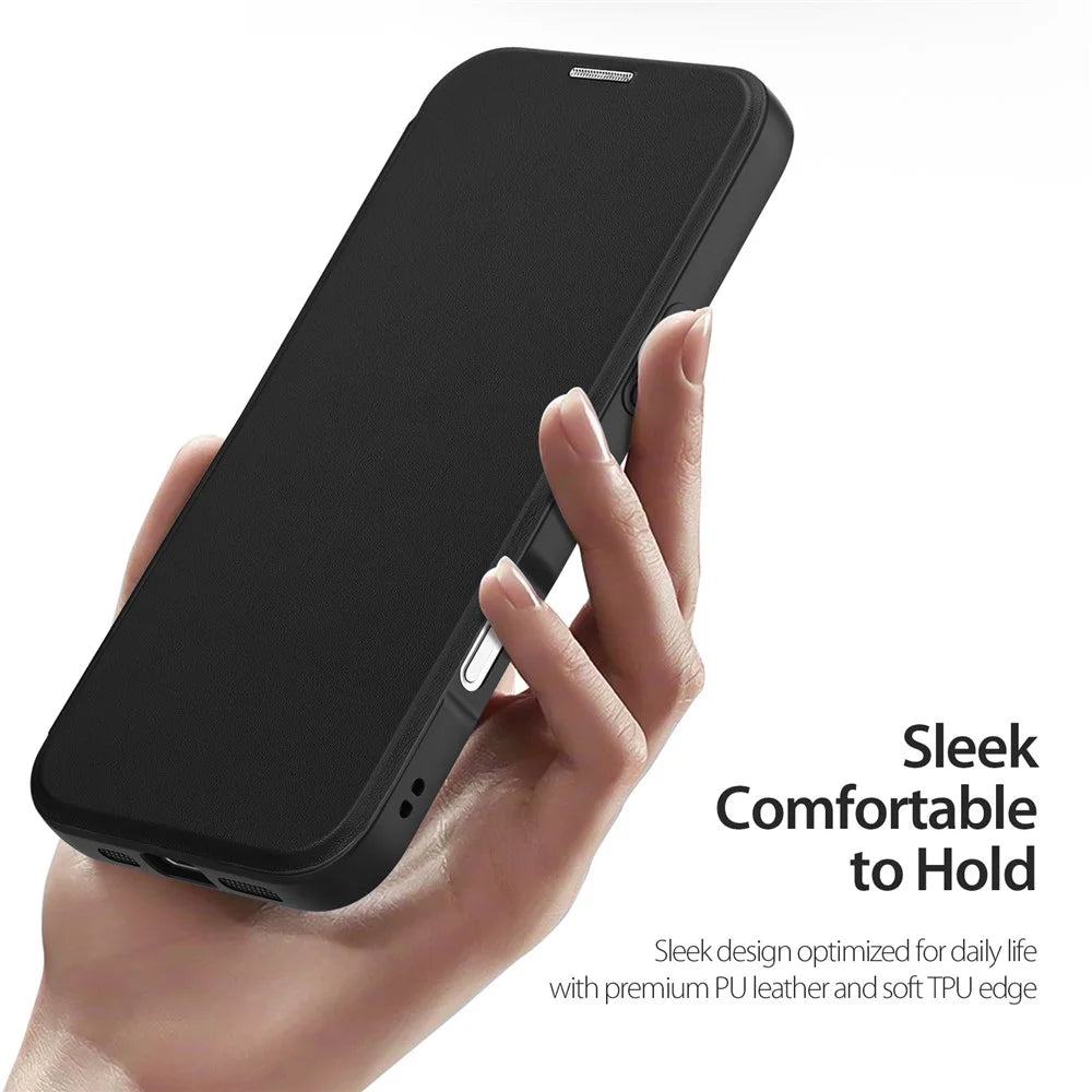 DUX DUCIS For iPhone 17 Leather Case  Skin X Pro Series Rotary Kickstand Cover Compatible with MagSafe - Black - 5