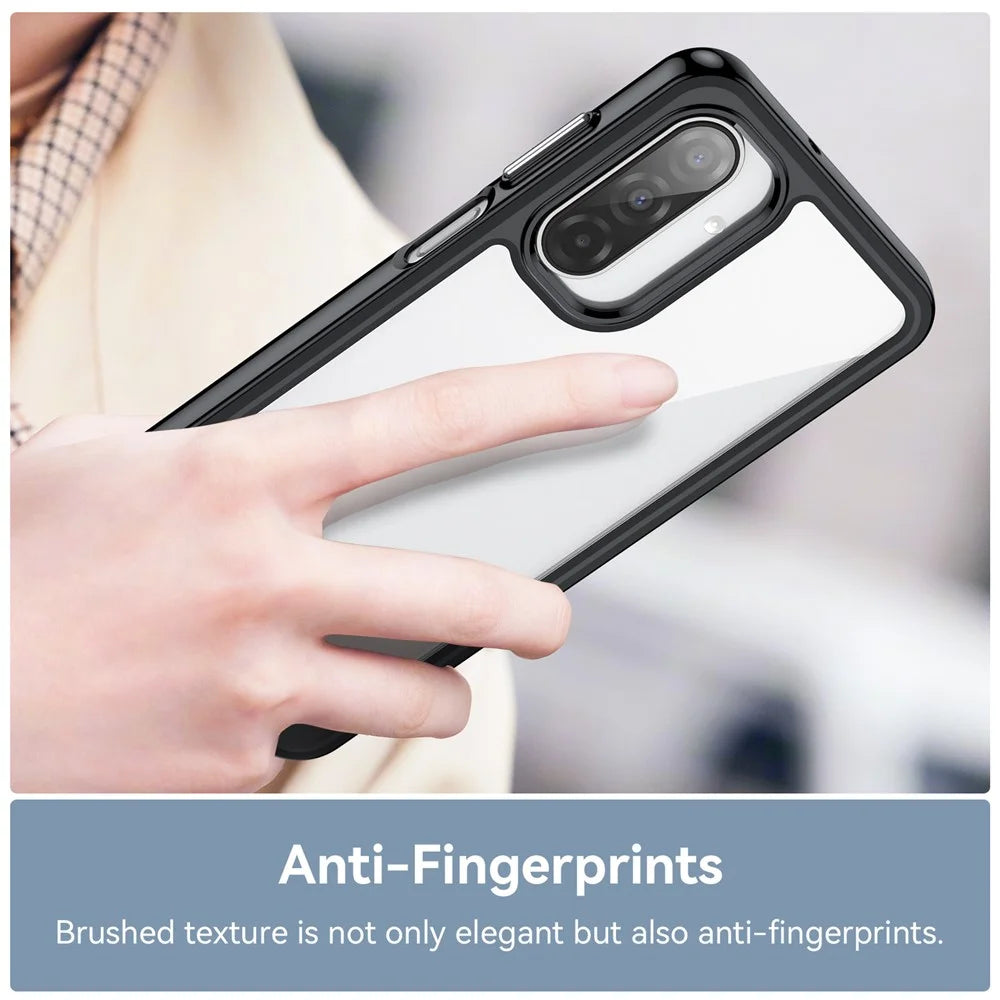 WANLONFENG For Samsung Galaxy A17 5G / A17 4G Phone Case  XC Series TPU Acrylic Cover with Tempered Glass (Big Lens Hole) - Black - 6