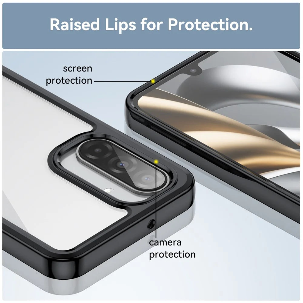 WANLONFENG For Samsung Galaxy A17 5G / A17 4G Phone Case  XC Series TPU Acrylic Cover with Tempered Glass (Big Lens Hole) - Black - 7