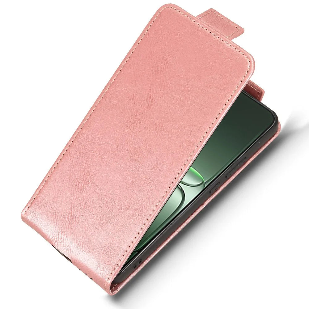 For OnePlus Nord CE5 5G / Ace 5 Racing 5G Stand Case Magnetic Clasp Vertical Flip Leather Phone Cover with Card Holder - Rose Gold - 4