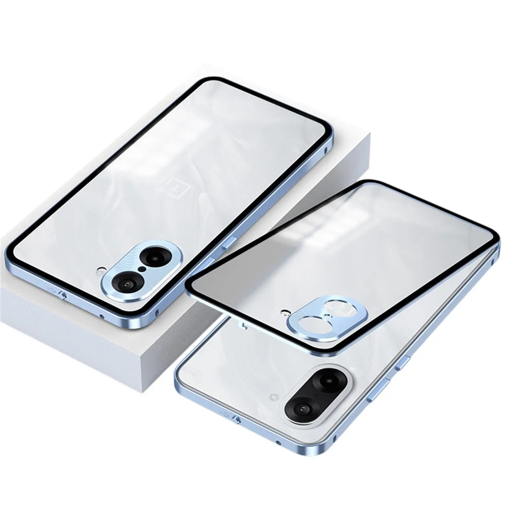 For OnePlus Nord CE5 5G / Ace 5 Racing 5G Matte Case Aluminium Alloy + PC Phone Cover Pop-Up Snap Lock - Blue - 1
