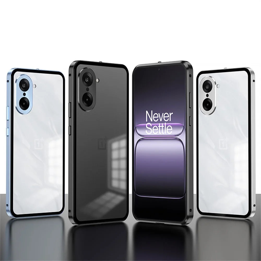 For OnePlus Nord CE5 5G / Ace 5 Racing 5G Matte Case Aluminium Alloy + PC Phone Cover Pop-Up Snap Lock - Blue - 4