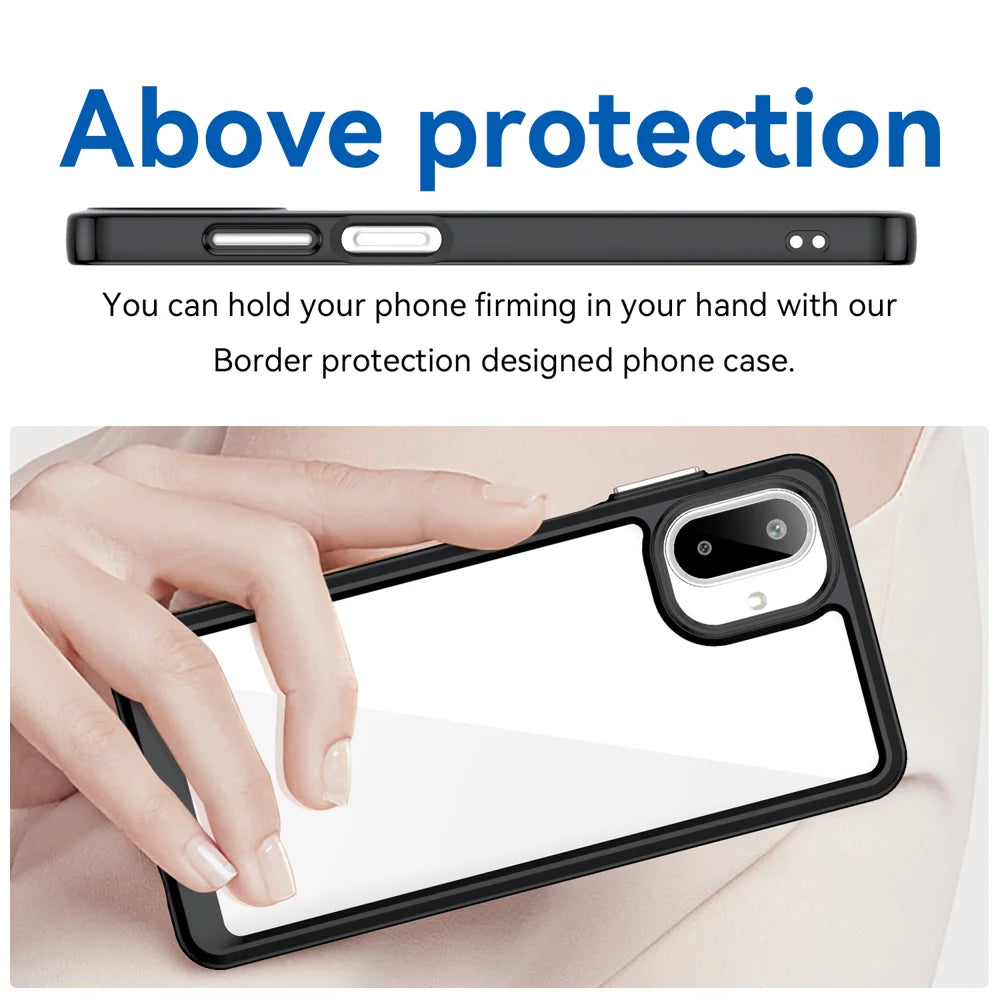 WANLONFENG For Samsung Galaxy A08 4G / A07 4G Phone Case  XC Series TPU Acrylic Cover with Tempered Glass (Big Lens Hole) - Black - 5