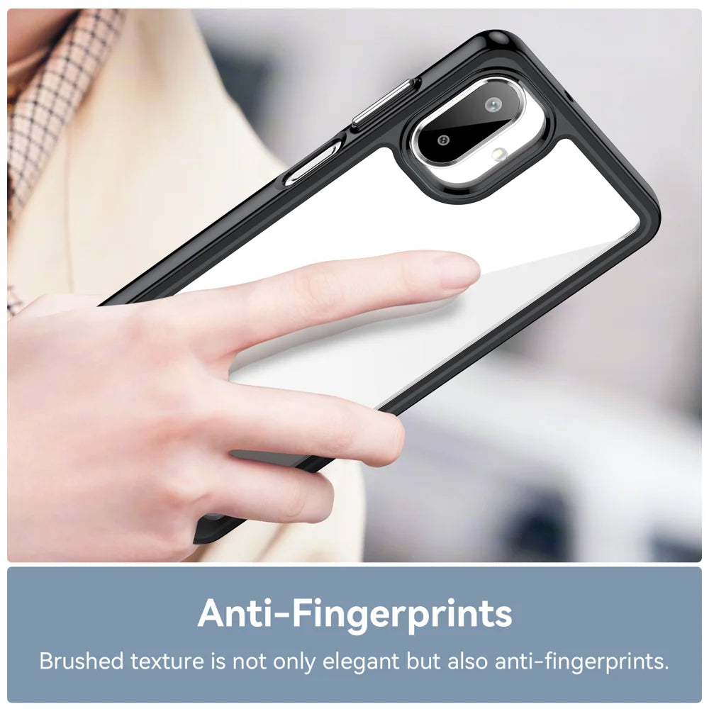 WANLONFENG For Samsung Galaxy A08 4G / A07 4G Phone Case  XC Series TPU Acrylic Cover with Tempered Glass (Big Lens Hole) - Black - 6