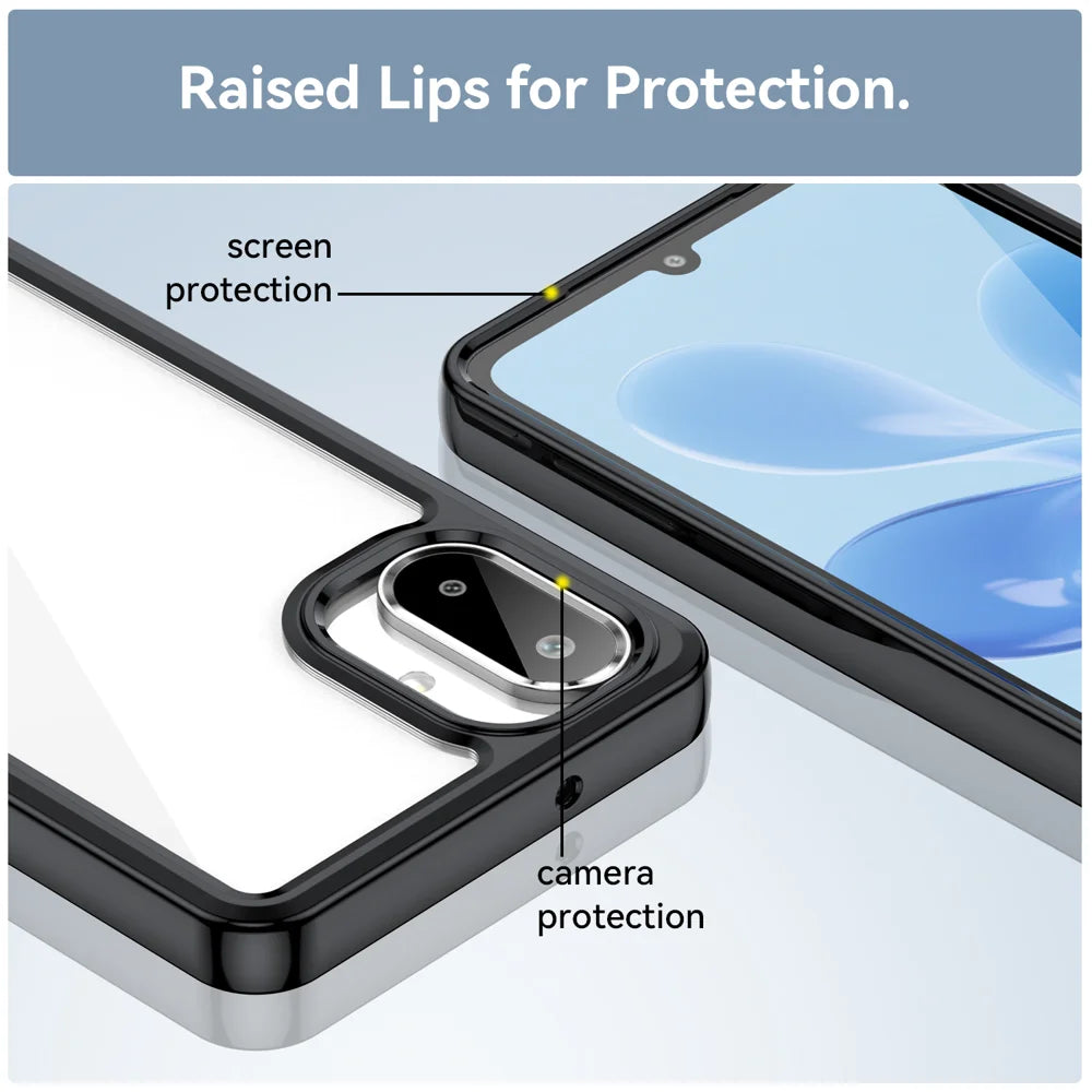 WANLONFENG For Samsung Galaxy A08 4G / A07 4G Phone Case  XC Series TPU Acrylic Cover with Tempered Glass (Big Lens Hole) - Black - 7