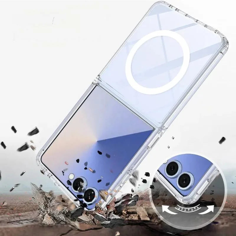 WANLONFENG For Samsung Galaxy Z Flip7 5G Clear Magnetic Case  LM2 Series Phone Cover (Big Lens Hole) - Transparent - 2