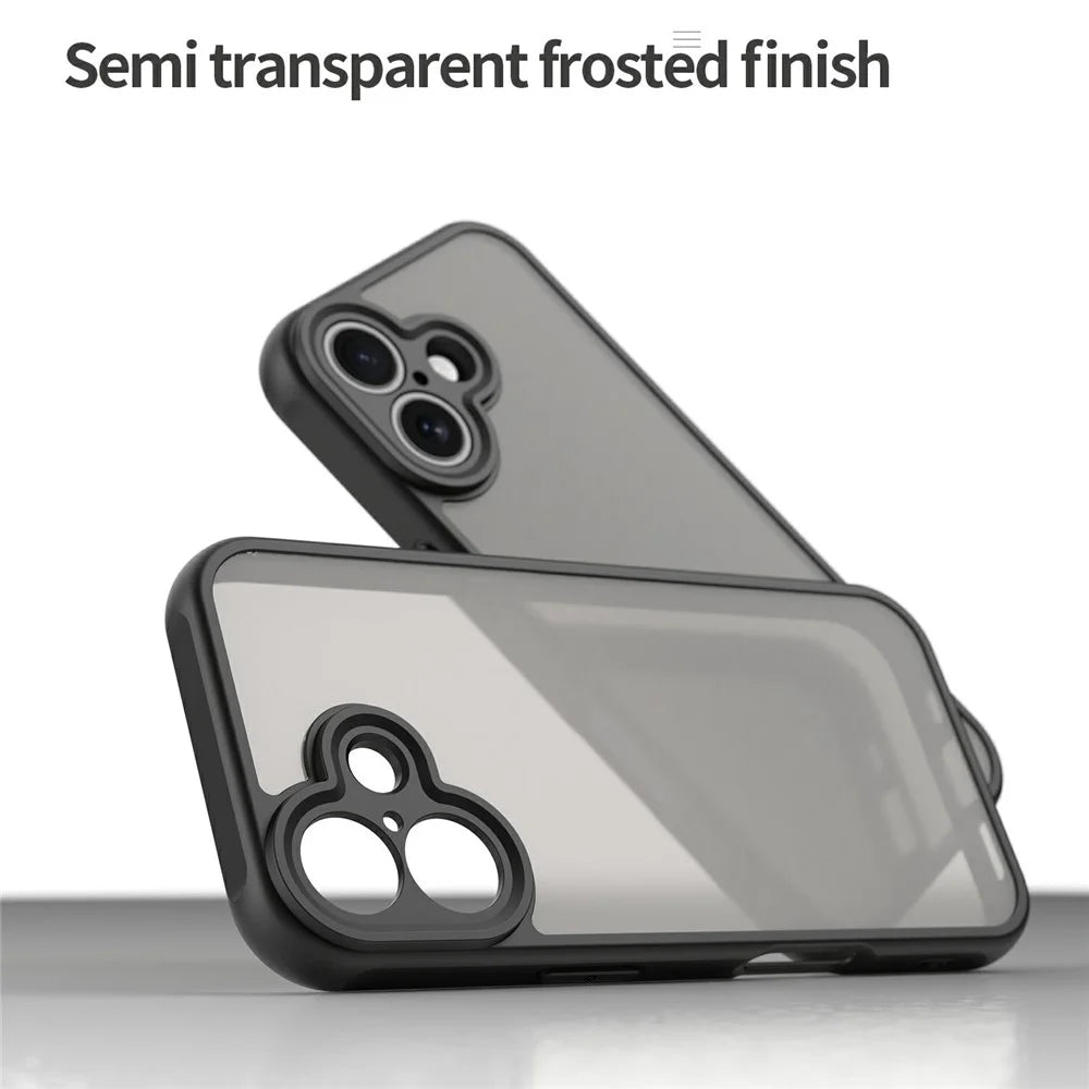 For iPhone 17 Case Drop Proof Airbags Frosted Translucent PC + TPU Phone Back Cover - Black - 4