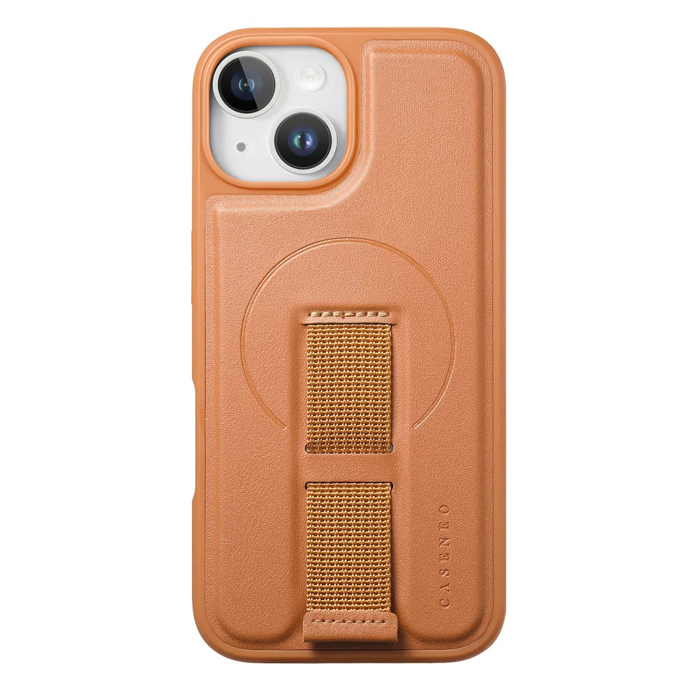CASENEO For iPhone 14 / iPhone 13 6.1 inch Magnetic Case  Wristband PU Leather + PC Shockproof Phone Cover - Brown - 2
