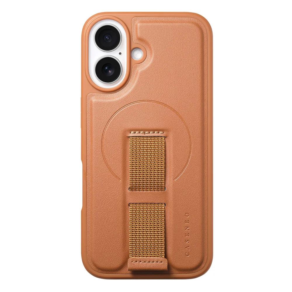 CASENEO For iPhone 16 Plus Magnetic Case  Wristband PU Leather + PC Shockproof Phone Cover - Brown - 2