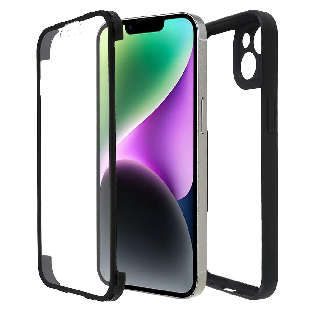 For iPhone 14 Drop-proof Phone Case Camera Lens Protection PET Screen Film + Acrylic + TPU Mobile Phone Cover - Black - 3